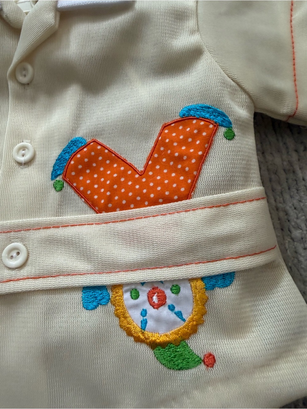 Vintage Mayfair Clown Appliqué Baby Diaper Set Outfit - Picture 2 of 6